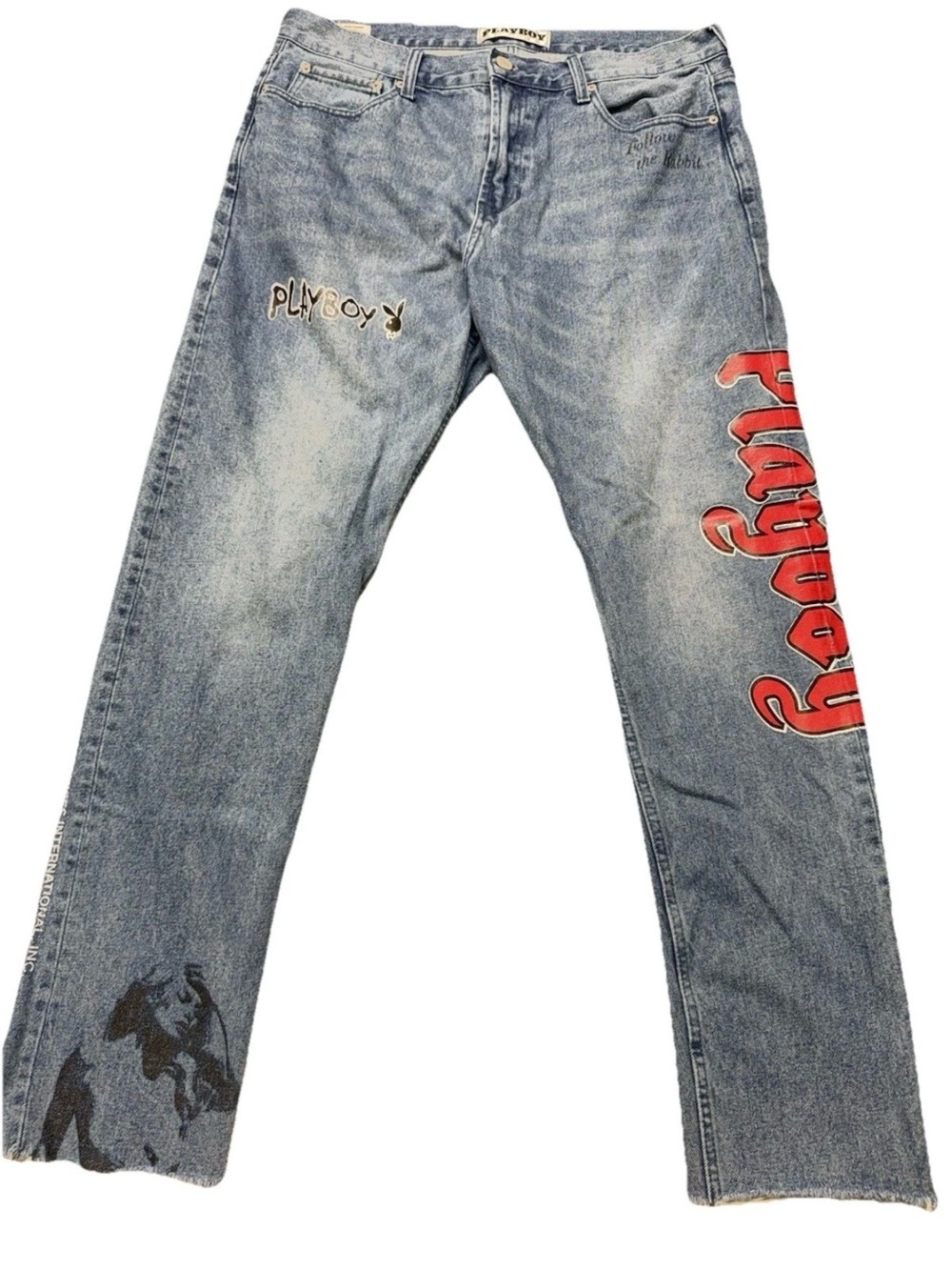 Playboy Men Denim 36W 32L Streetwear Pacsun Jeans Rare Lost Years Graffiti